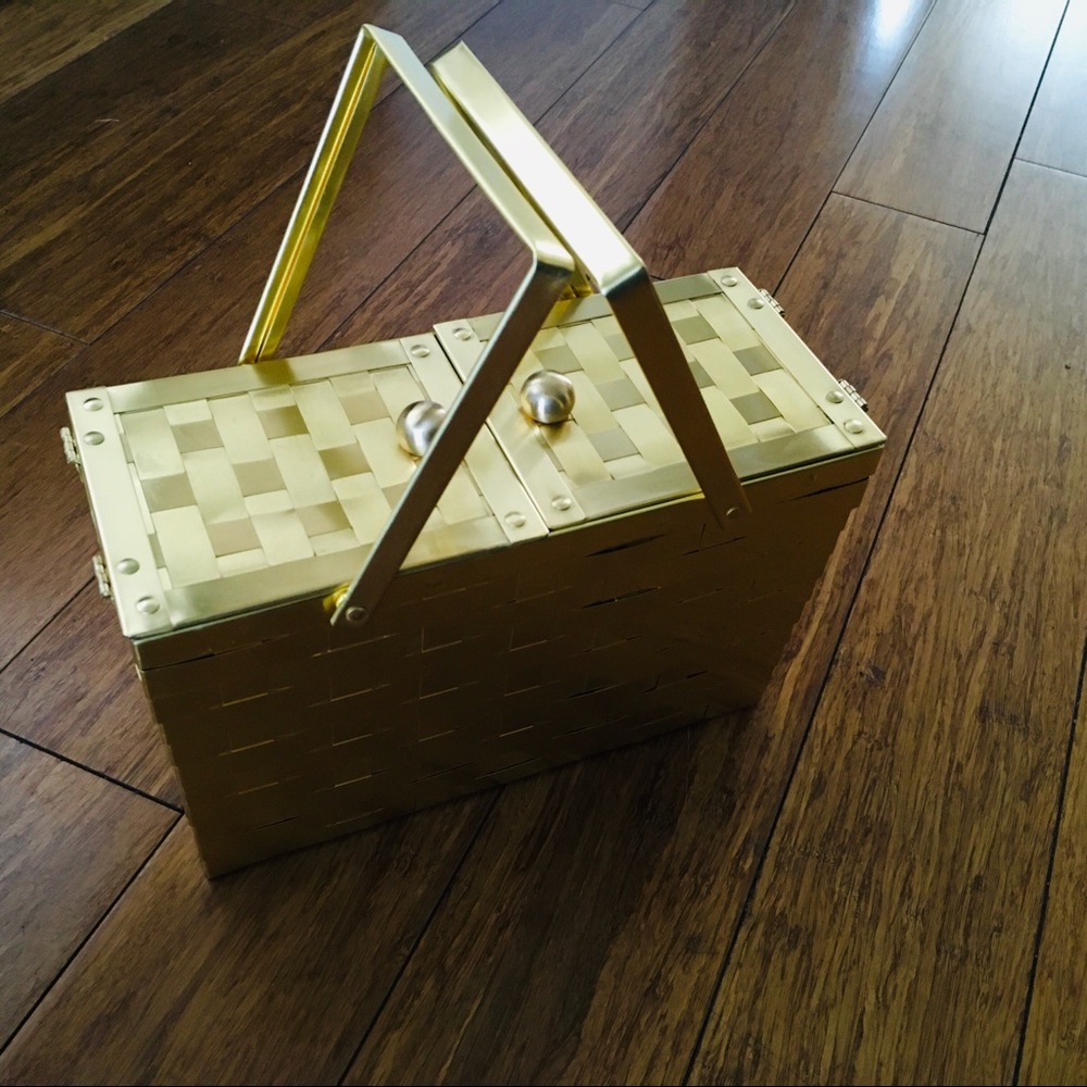 EUC Zara Basic Gold Metallic Basket Bag